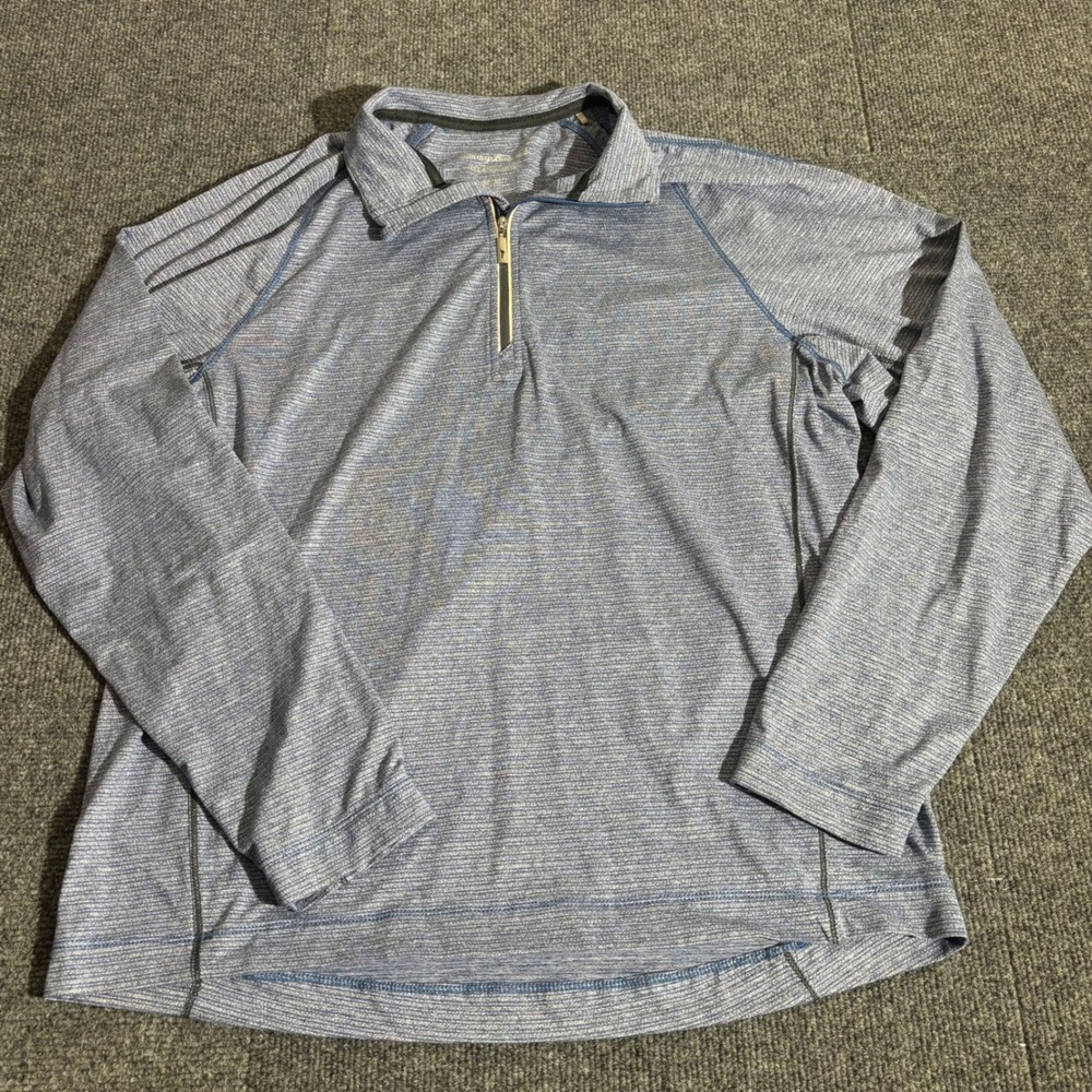 Tommy Bahama IslandZone Mens Blue Space Dye Quarter Zip Pullover Sweater Medium - Picture 2 of 9
